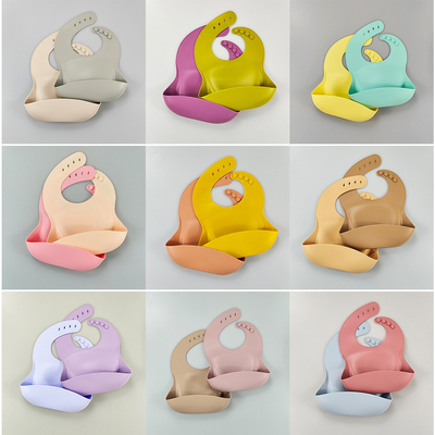 Προσαρμοσμένο τυπωμένο σιλικόνιο Bib Τροφή Cute Cartoon Design Food Catcher Bib